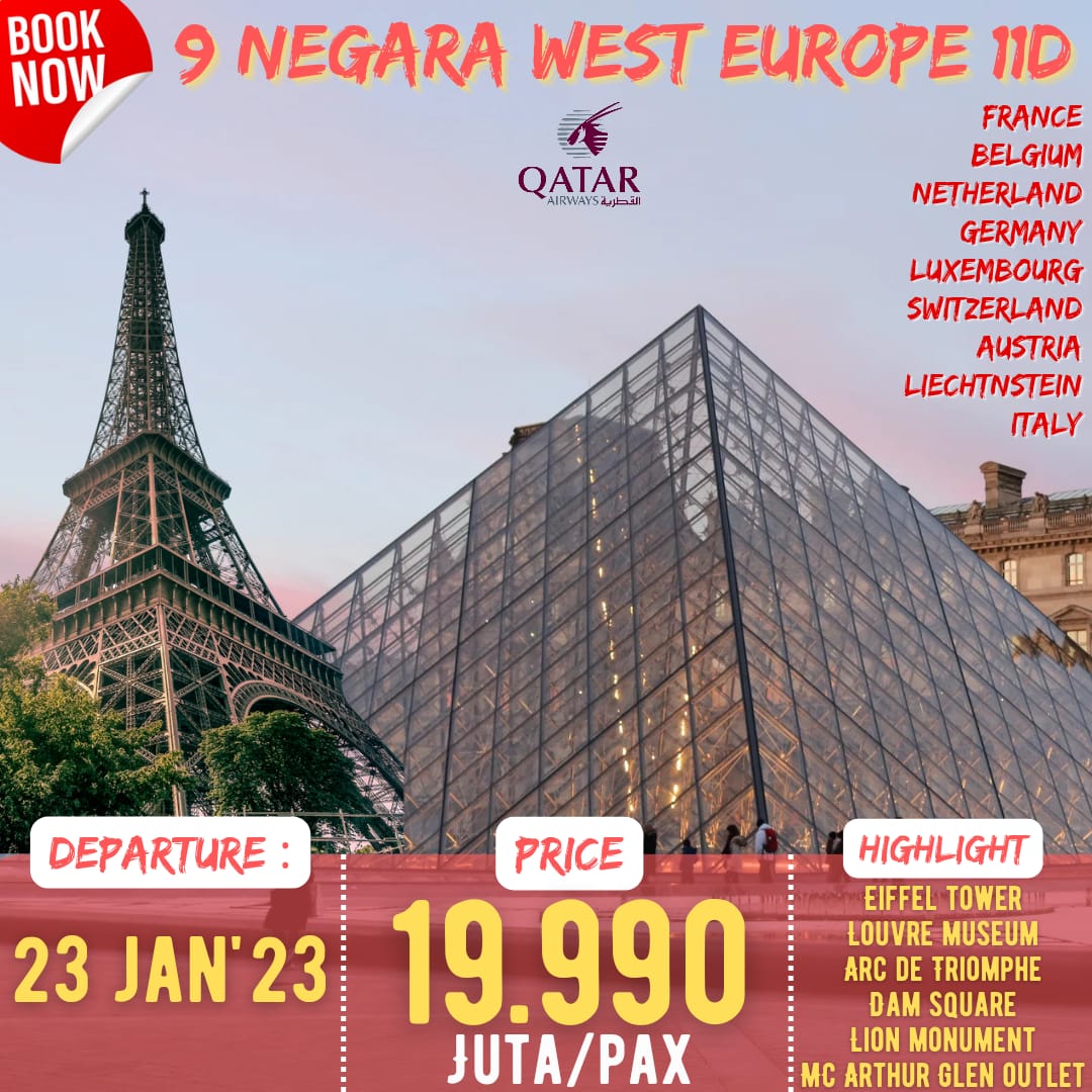 9 Negara West Europe 11 D tgl 23 Jan 2023
